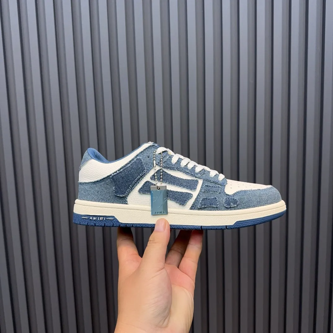 Men's men's shoes 💰600 AMIRI high street sneakers with bone sports shoes, toe layer cowhide upper, upper side bones, hand-stitched, good three-dimensional effect, customized metal LOGO, size 38-45 46